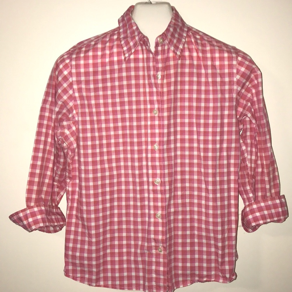 Adorable LLBean Pink and White Check Buttondown